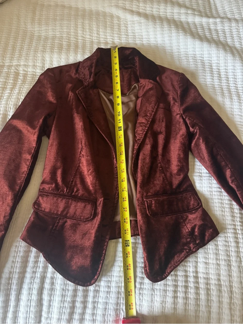 Free People Cotton Blend Crushed Velvet Blazer Jacket Maroon Size XS